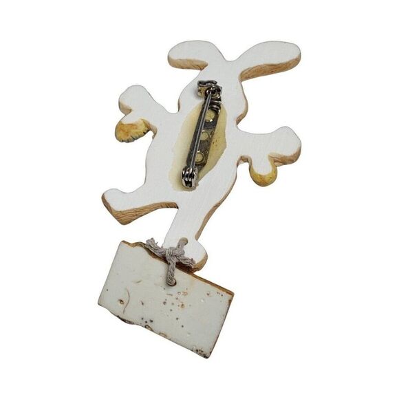 VTG Easter Bunny Brooch And Earrings set 3.5" Hand Painted Easter Egg Whimsical - Picture 15 of 16